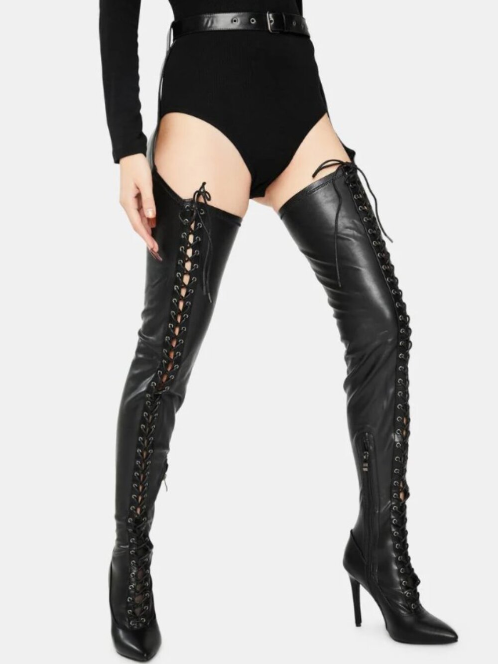 Azalea Wang Mesa Shower You With My Attention Stiletto Boots Black Size 7.5